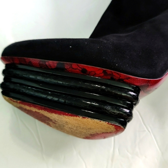 Black Suede Platform Over the knee Boots - Picture 12 of 12